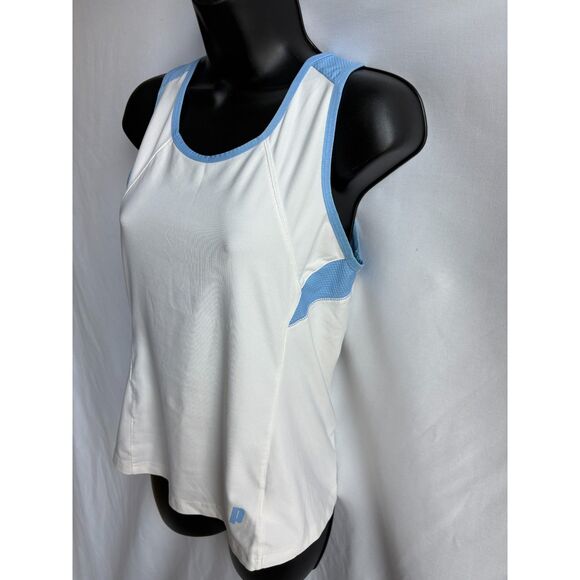 Prince White Tank Blue Trim Size M Workout Top Classy Tennis Gym Workout - Picture 4 of 10